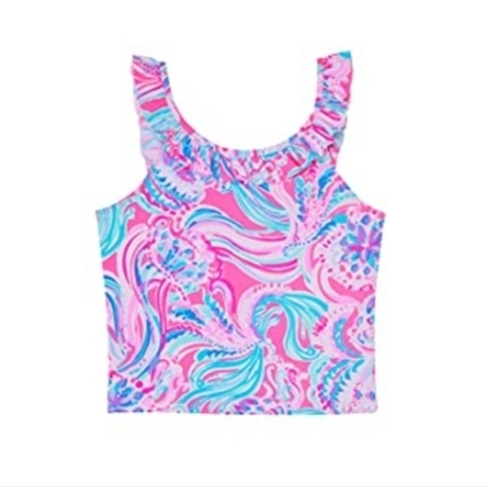 ISO Lilly Pulitzer Girls Kinsey Tankini‎ Top Size 7 Prosecco Pink Don't Be Jelly